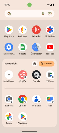 Der private Bereich von Android 15 (Bild: Google)